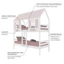 Ver imagem 4 de Beliche Casinha Bela - Madeira Maciça Branco/rosa | Megamobilia