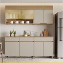 Ver imagem 2 de Cozinha 4 Peças 6 Portas 1 Porta Vidro 3 Gavetas Realeza Premium 200 Cm Mdf Nesher