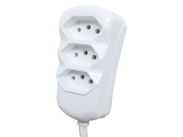 Kit 3 Extensão Elétrica 3 Tomadas 2p+T 10A 3 Metros Cabo PP Bivolt 127V e 250V - Branco - 3 Metros - 5