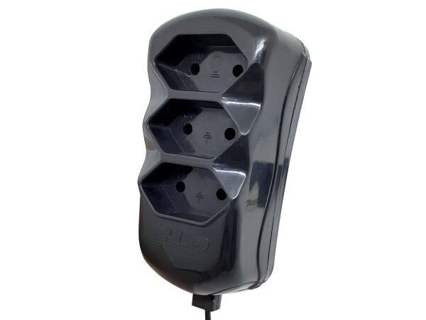 Kit 3 Extensão Elétrica 3 Tomadas 2p 10A 10 Metros Cabo Paralelo Bivolt 127V e 250V - Preto - 10 Met - 3