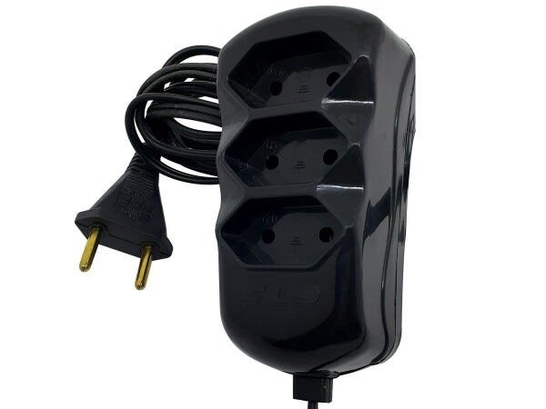 Kit 3 Extensão Elétrica 3 Tomadas 2p 10A 10 Metros Cabo Paralelo Bivolt 127V e 250V - Preto - 10 Met - 1