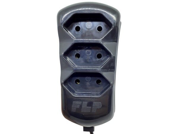 Kit 3 Extensão Elétrica 3 Tomadas 2p 10A 10 Metros Cabo Paralelo Bivolt 127V e 250V - Preto - 10 Met - 4