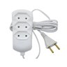 Kit 3 Extensão Elétrica 3 Tomadas 2p 10A 10 Metros Cabo Paralelo Bivolt 127V e 250V - Branco - 10 Me - 2
