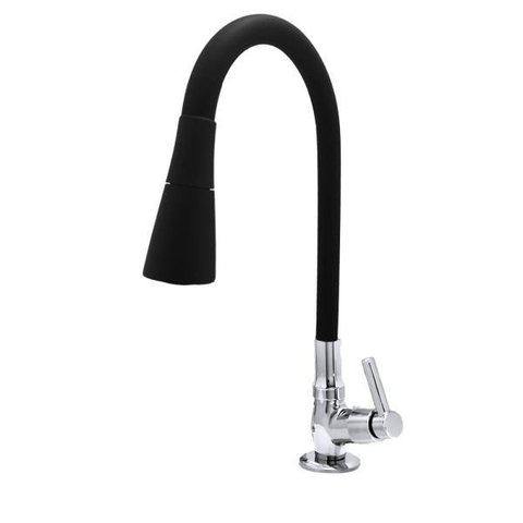 Torneira Cozinha Tubo Silicone Conic Bancada 2 Jatos 1/4v Preto