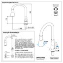 Ver imagem 5 de Torneira Cozinha Tubo Silicone Conic Bancada 2 Jatos 1/4v Preto