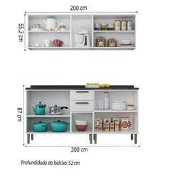 Armário de Cozinha Completa Itatiaia Tarsila de Aço com Balcão 10 portas Branco - 3 Armário de Cozinha Completa Itatiaia Tarsila de Aço com Balcão 10 portas Branco - 3