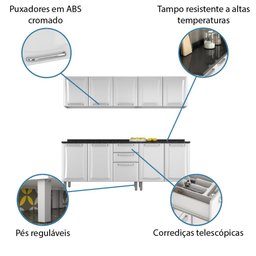 Armário de Cozinha Completa Itatiaia Tarsila de Aço com Balcão 10 portas Branco - 8 Armário de Cozinha Completa Itatiaia Tarsila de Aço com Balcão 10 portas Branco - 8