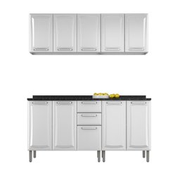 Armário de Cozinha Completa Itatiaia Tarsila de Aço com Balcão 10 portas Branco - 2 Armário de Cozinha Completa Itatiaia Tarsila de Aço com Balcão 10 portas Branco - 2