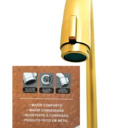 Torneira Slim Tube Dourada Fosca Alta 3492 - 2
