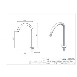 Torneira Slim Tube Dourada Fosca Alta 3492 - 3