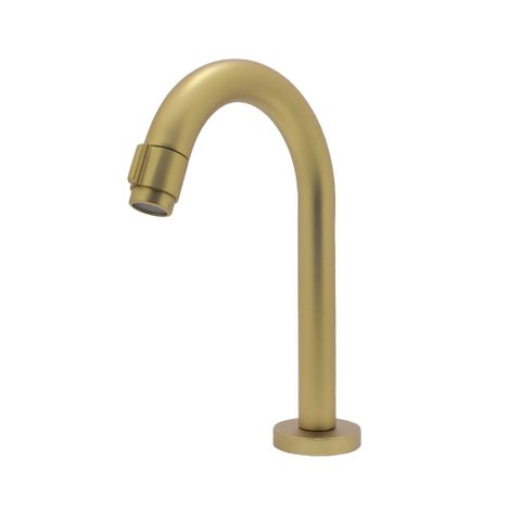 Torneira Lavatório Banheiro Slim Tube Bica Baixa  ¼V Luxo Dourada Fosca