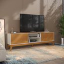 Ver imagem 1 de Rack para Tv até 65 Polegadas 2 Portas com Puxador em Madeira Maciça Domus 180cm retrô