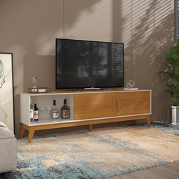 Rack para Tv até 65 Polegadas 2 Portas com Puxador em Madeira Maciça Domus 180cm retrô - 7