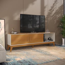 Rack para Tv até 65 Polegadas 2 Portas com Puxador em Madeira Maciça Domus 180cm retrô - 8