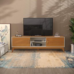 Rack para Tv até 65 Polegadas 2 Portas com Puxador em Madeira Maciça Domus 180cm retrô - 9