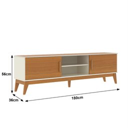 Rack para Tv até 65 Polegadas 2 Portas com Puxador em Madeira Maciça Domus 180cm retrô - 6