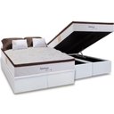 Ver imagem 1 de Cama Box Baú Queen: Colchão Molas Herval Maxspring Edimburgo + Base Crc Courano White(158x198)