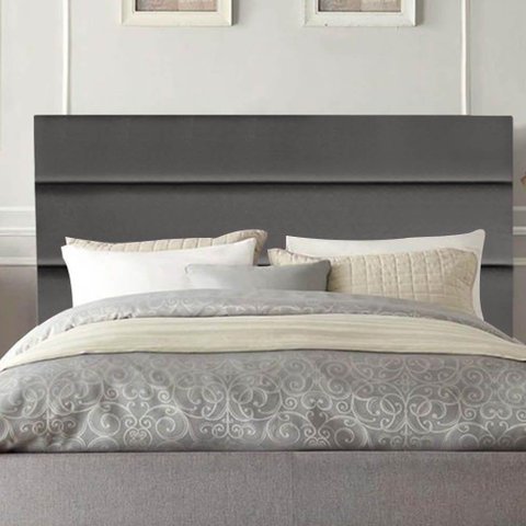Cabeceira Estofada Argentina 140cm Casal para Cama Box Suede Cinza Escuro Grafite Gat Magazine