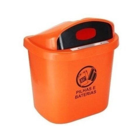 Lixeira Coletor Para Descarte De Pilhas E Baterias 40 L:preto e laranja