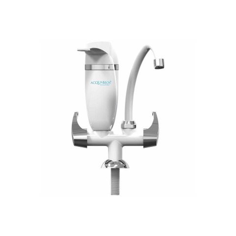 Torneira para Cozinha de Mesa Bica Alta com Filtro Premium Branca e Cromada