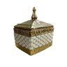 Potiche Decorativo em Cerâmica Branco com Dourado Elegância para Sua Decoração 23x15x19cm - 3