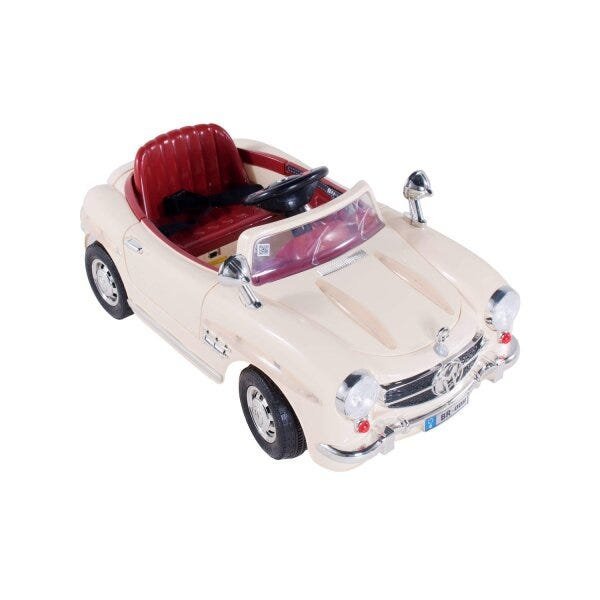 Carro Eletrico Infantil Retro 6V Com Controle Remoto Bege