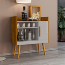 Ver imagem 2 de Aparador Bechara Com 1 Porta e Nichos Pés Madeira Maciça Naturalle/Off White Café II