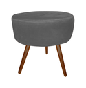 Ver imagem 3 de Kit Poltrona Decorativa Emilia + Puff Redondo Suede Cinza Pés Madeira Mz Decor