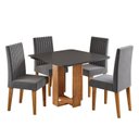 Ver imagem 2 de Conjunto Sala de Jantar 4 Lugares Quadrada Tampo de MDF Sophia Cinza/Mel