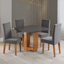 Ver imagem 1 de Conjunto Sala de Jantar 4 Lugares Quadrada Tampo de MDF Sophia Cinza/Mel