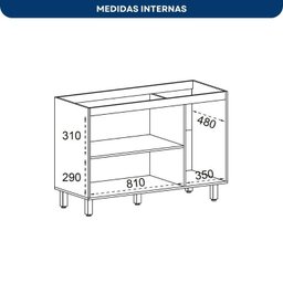 Balcão 3 Portas 2 Gavetas sem Tampo Evidence - 8