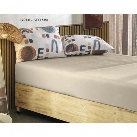 Jogo de Cama Simples Solteiro King 2pc Malha 100% Algodao - Geo Mix