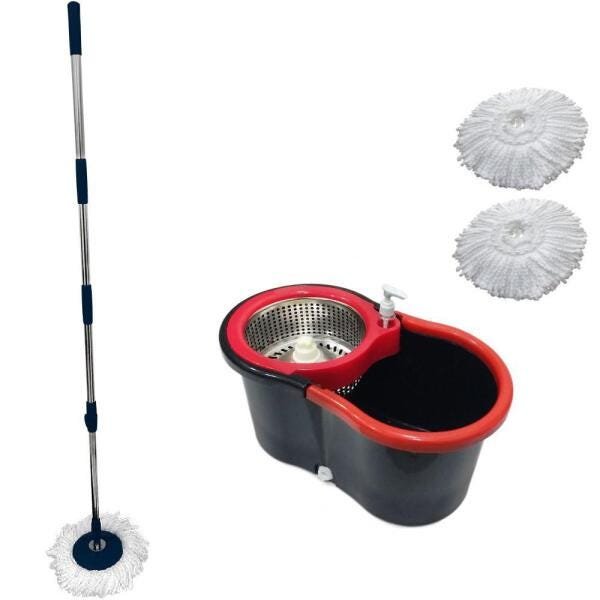 Balde Esfregão Mop Cabo 1.60 Centrifuga Inox 2 Refis - 1