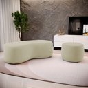Ver imagem 2 de Conjunto 02 Puffs Decorativos Living Aisha Orgânico Veludo Bege - Desk Design