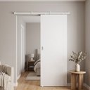 Ver imagem 1 de Porta Drywall 60x210 + Kit Correr Alumínio Branco Sobrepor