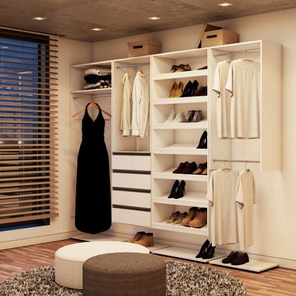 Closet Completo -Pratik Linear com Cabideiro, Gavetas e Sapateiro - Superclose - 2