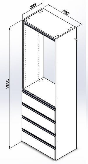 Closet Completo -Pratik Linear com Cabideiro, Gavetas e Sapateiro - Superclose - 4