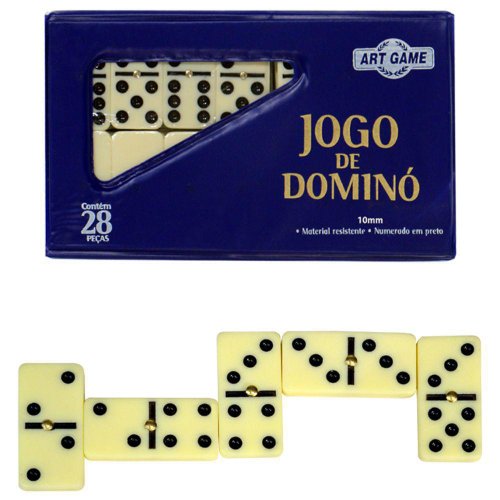 Jogo Domino Grosso Grande Profissional Com Pino Metal Branco