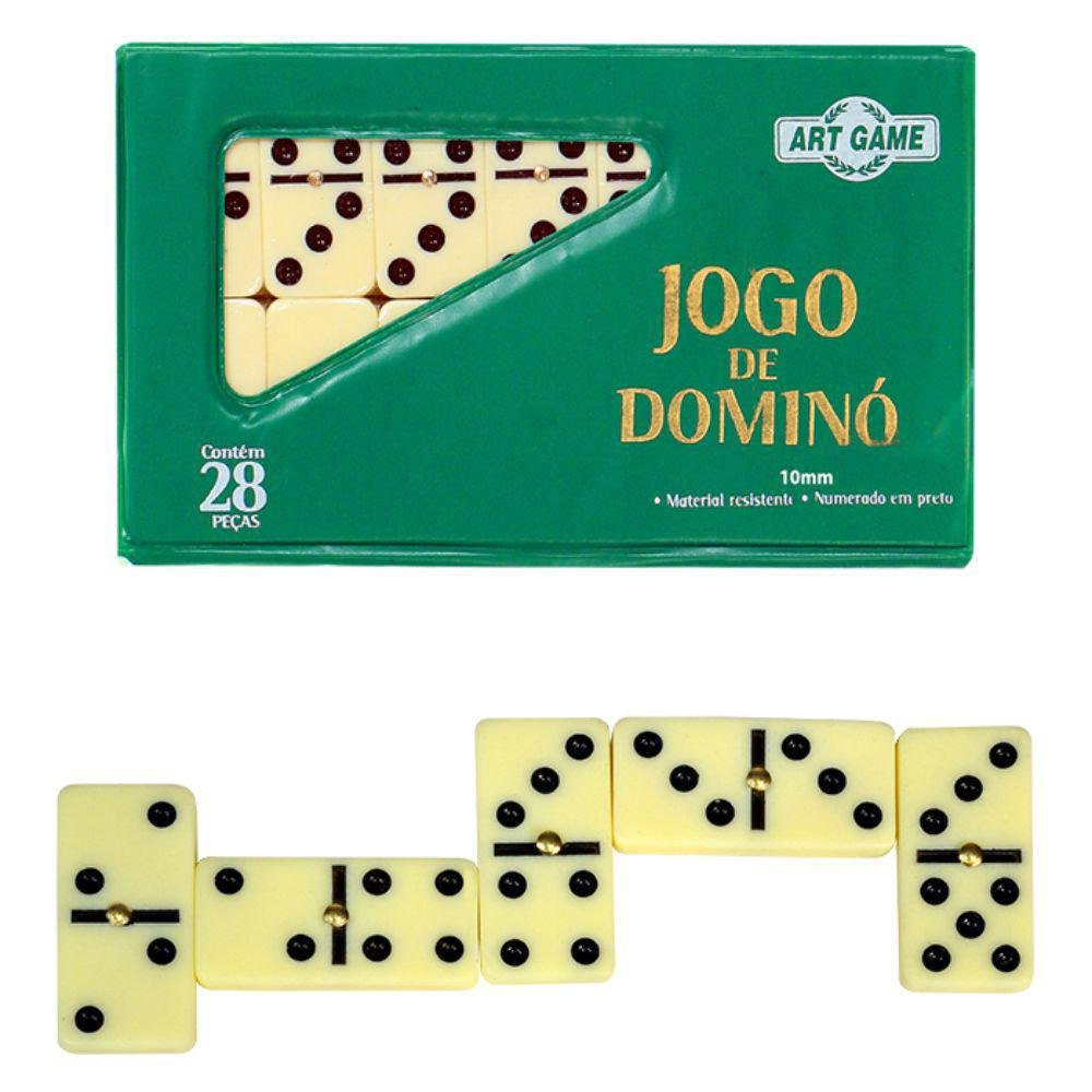 Jogo Dominó 28 Peças Capa Verde 5x2.5cm