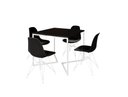 Ver imagem 2 de Mesa Industrial Base Ferro Branco em V Tampo 90x90 Preto 4 Cadeiras Eames Ferro Assento Preto