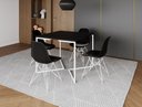 Ver imagem 1 de Mesa Industrial Base Ferro Branco em V Tampo 90x90 Preto 4 Cadeiras Eames Ferro Assento Preto