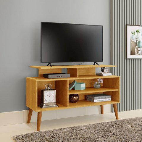 Rack para Tv de 42 Pés de Madeira Suporte Robusto 110cm:naturale