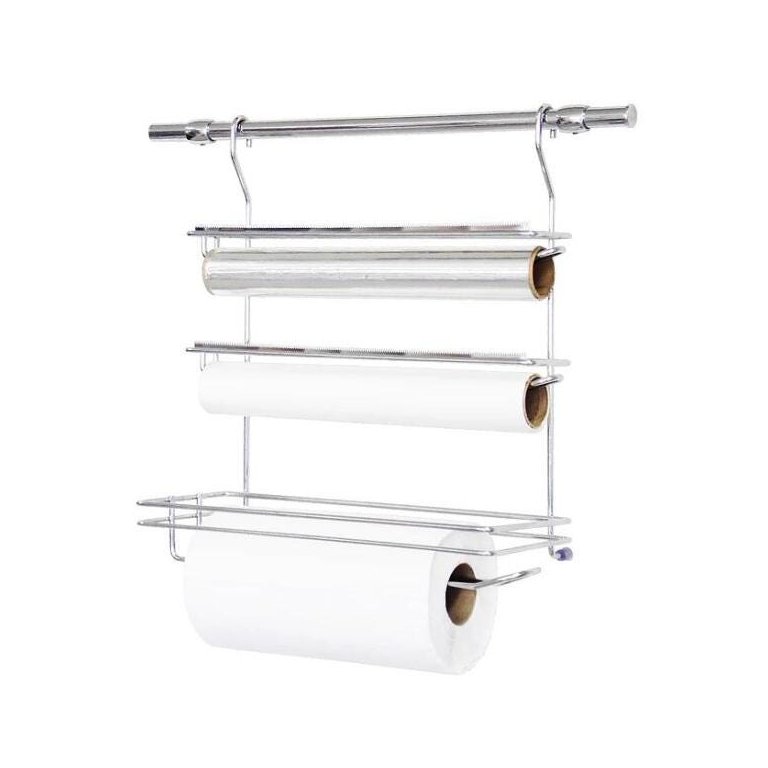 Porta Rolos Triplo Cozinha Serrilhado Cromado 4261 Jomer