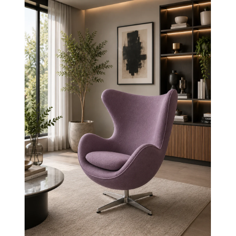 Poltrona Egg em Tecido Suede Lilás