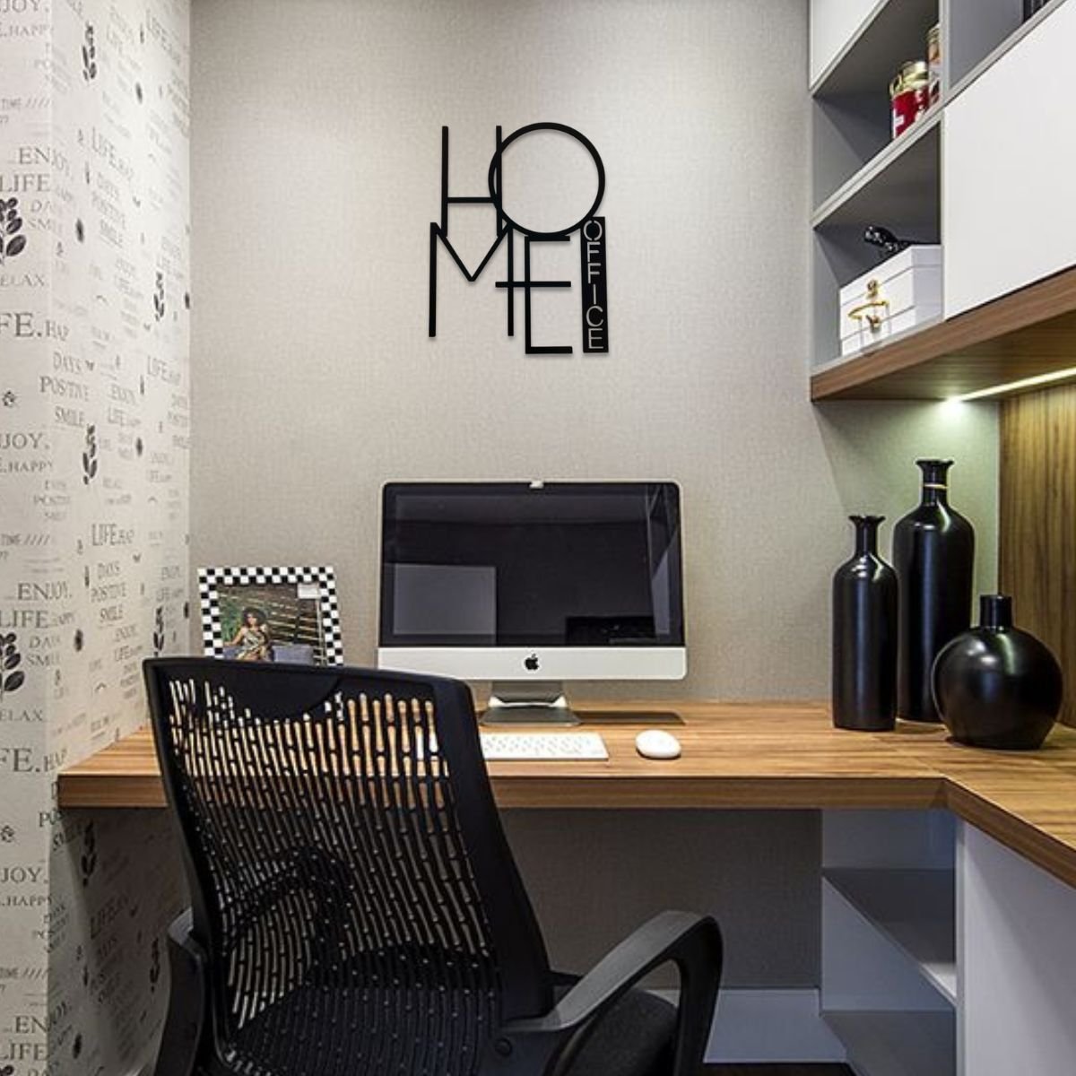 Quadro Decorativo Aplique Parede Home Office Mdf 6mm Preto - 2