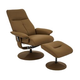 Cadeira Poltrona de Massagem Reclinável e Giratória Arizona com Apoio de Pés Pu Caramelo G56 - Gran  - 2