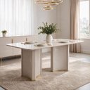 Ver imagem 4 de Mesa de Jantar 6 Lugares Retangular Tampo com Vidro 180cm Monet D05 Off White - Lyam Decor