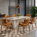 Ver imagem 2 de Mesa de Jantar 6 Lugares Retangular Tampo com Vidro 180cm Monet D05 Off White - Lyam Decor