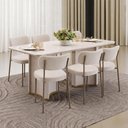 Ver imagem 3 de Mesa de Jantar 6 Lugares Retangular Tampo com Vidro 180cm Monet D05 Off White - Lyam Decor