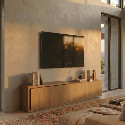 Rack Extensível para TV até 75 Polegadas 300x56cm Aruá CabeCasa MadeiraOriginals Marrom Jatobá